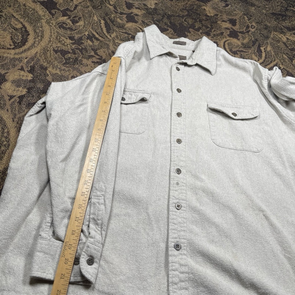 Vtg St Johns Bay Shirt Mens Size 2XL Creme Brown Chamois Flannel Soft Stained - Picture 7 of 8